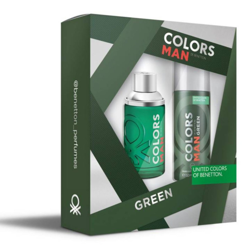 Set para Hombre Benetton Colors Black Intenso Fragancia EDP100ml +